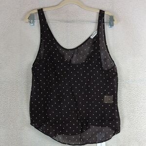 Rumored Women's Black & White Polka Dot Sheer Tank Top Size‎ M